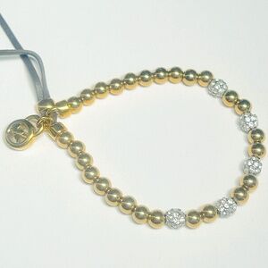 MICHAEL Michael Kors Gold Tone Bead & Crystal Stretch Slider Bracelet.
